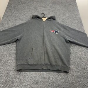 New England Patriots NFL Pro Line Hoodie Mens XL Grey Cotton Sherpa Lined Zip Up